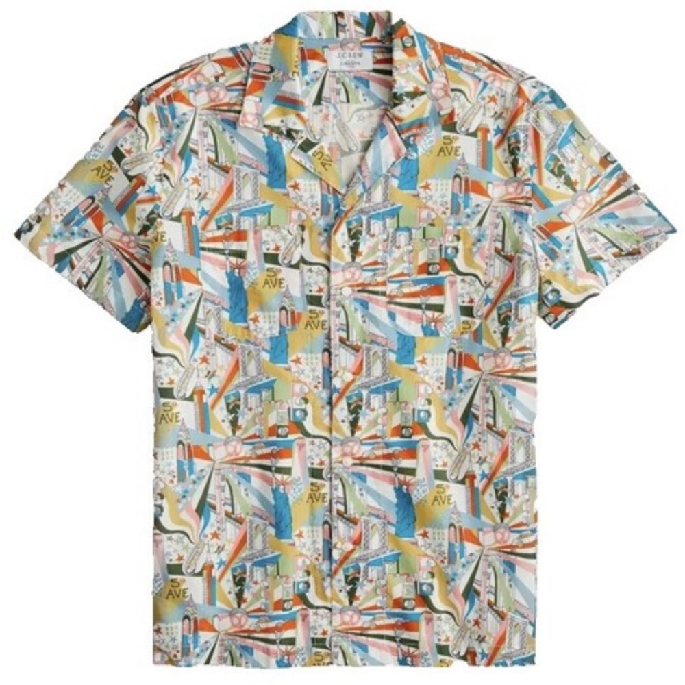 J. CREW Liberty London Fabric Short Sleeve Camp Shirt Men's XL New York 5th Ave